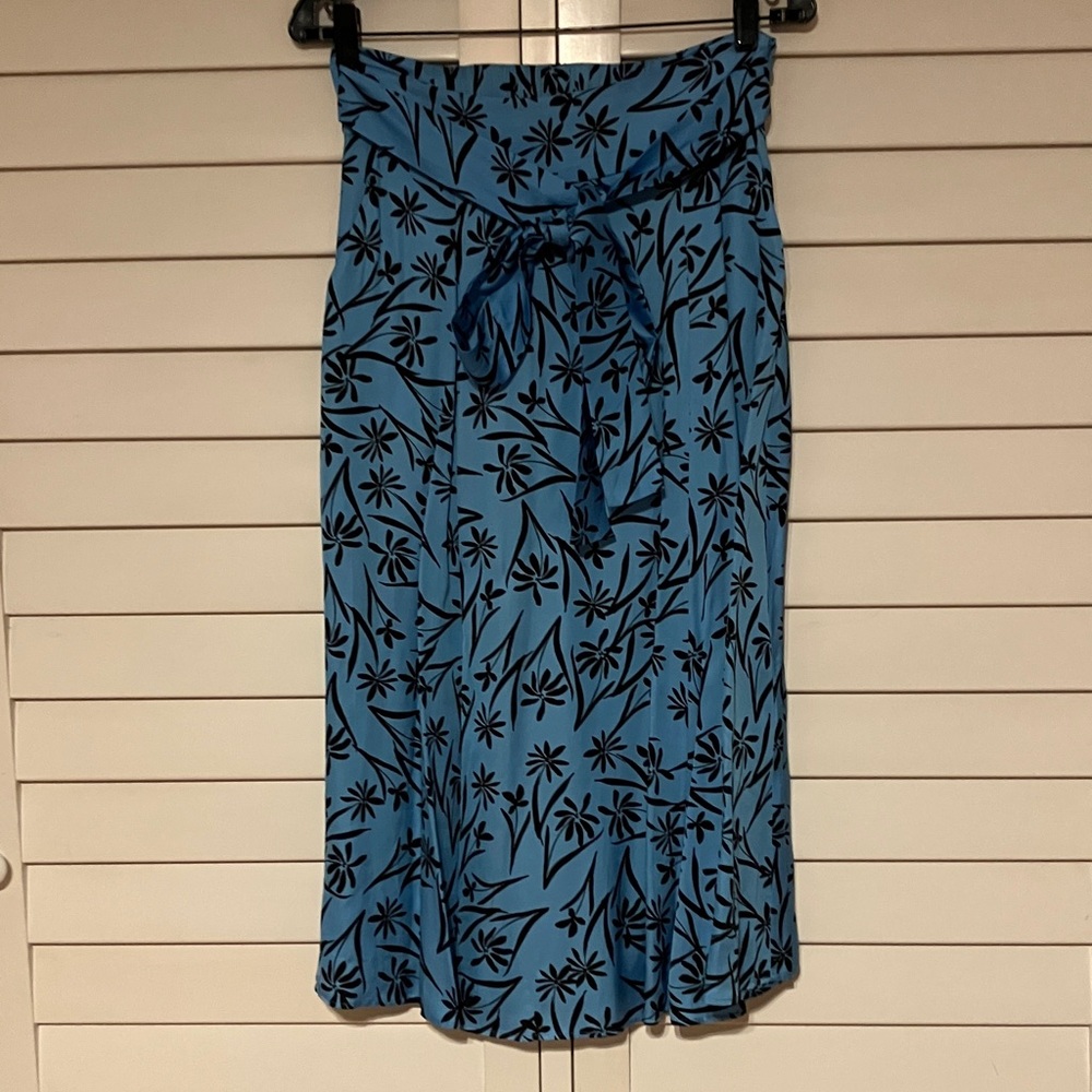 Blue Floral A-Line Skirt